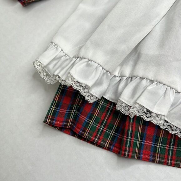 Petit Ami red Plaid dress white smocked embroidered pinafore Vintage size 2T EUC - Picture 6 of 14
